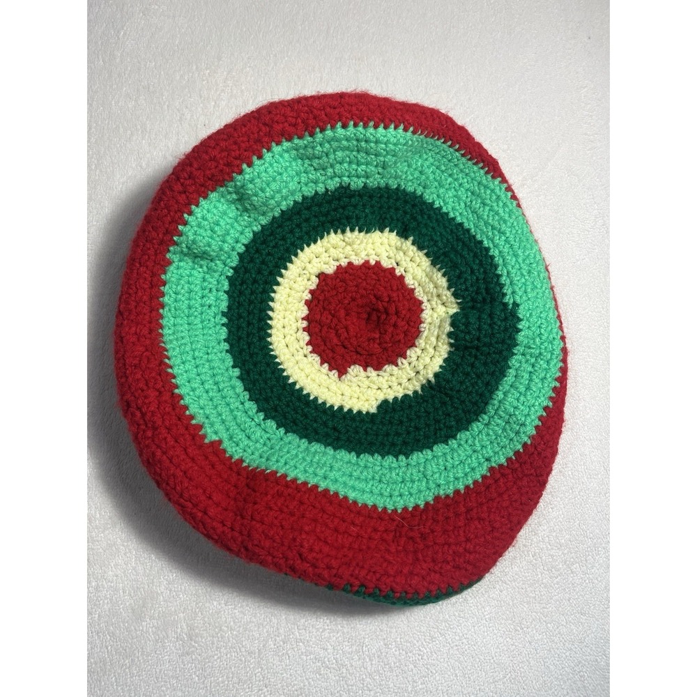 Hand Knit Beret Unisex One Size Multicolor Crochet
